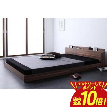 乐天商城 - 【P10倍（要エントリー）＋クーポン／お買い物マラソン】棚・コンセント付きフロアベッド プレミアムポケットコイルマットレス付き セミダブル