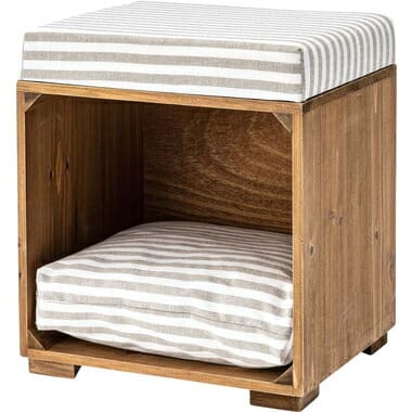 【最大3,000円OFFクーポン有！PT3倍！スーパーSALE】ペットスツール ペット用 犬 猫 愛犬 愛猫 小型犬 小動物 かわいい ボックス型 クッション付き 収納ボックス 天然木 チェック シンプル 杉 ナチュラル 北欧 キャットハウス 座面クッション 木製 ペットハウス おしゃ