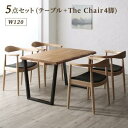 【最大3000円OFFクーポン※お買い物マラソン】ダイニングセット(テーブル&チェア) 天然木オーク無垢材の高級デザイナーズダイニング 4人 5点セット(テーブ...