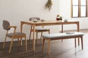 【最大3000円OFFクーポン※スーパーSALE】ダイニングセット(テーブル&ベンチ チェア) 天然木オーク無垢材 北欧ダイニングセット 4点セット(テーブル+...