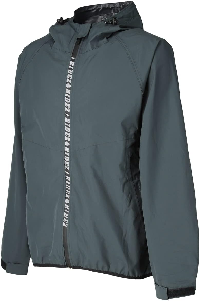 【在庫処分】RIDEZ MICRO RAINJACKET MCR01 ライズ レインウェア ブラック ブルー Lサイズ バイク用品 超防水 コンパクト ストレッチ