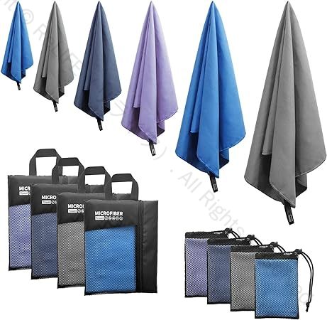 速乾タオル 吸水 旅行用 スポーツタオル マイクロファイバー バスタオル フェイスタオル コンパクト ビ..