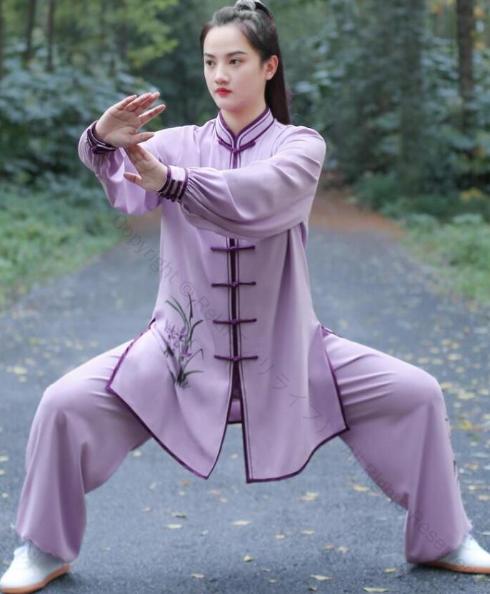 太極拳 ウェア 上下セット ゆったり 女性 動きやすい 功夫 中華風 太極拳服 蘭花 花柄柔らかい 肌に優しい レディース 武術服 カンフー 大きいサイズ ウー...