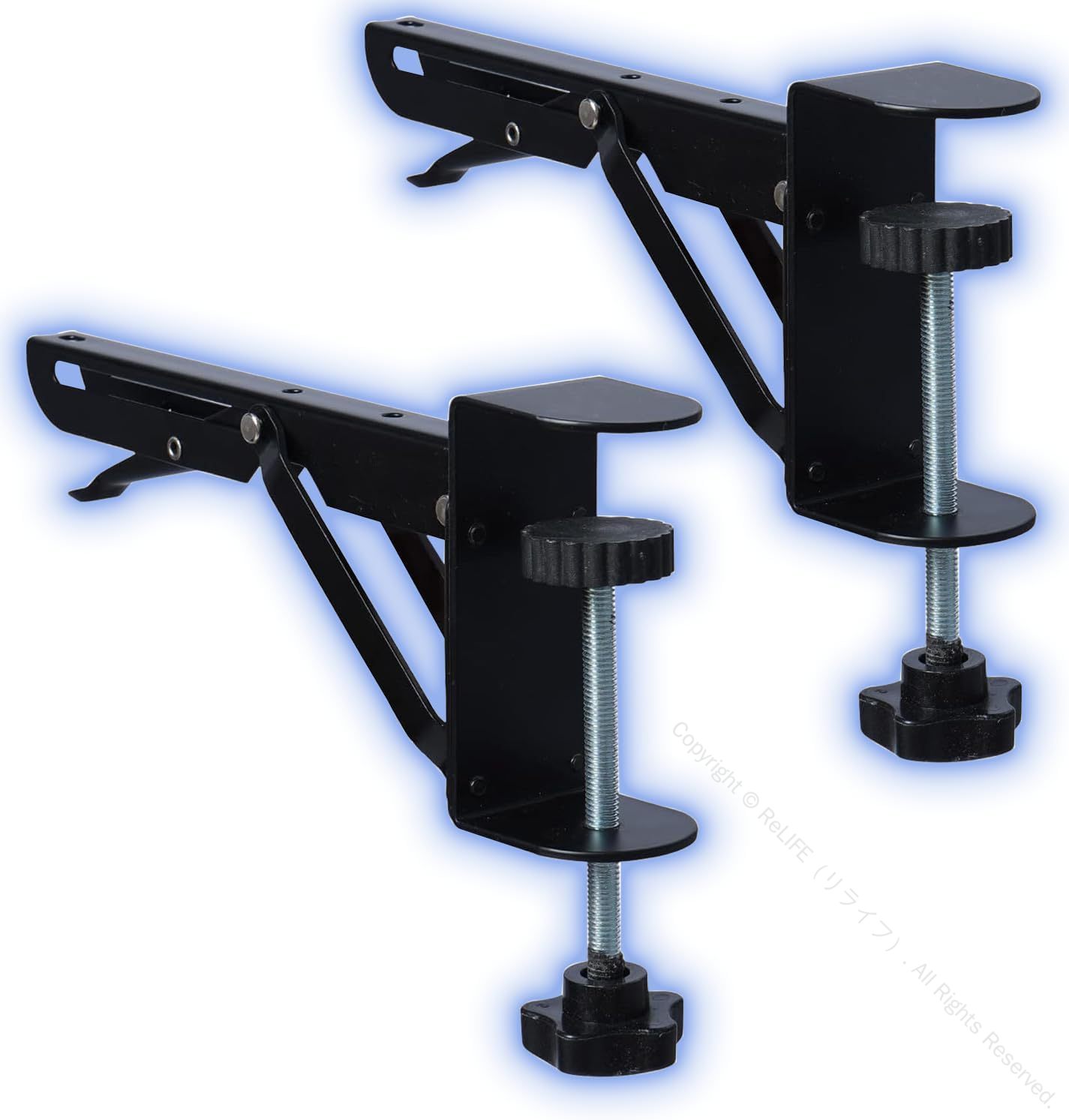 高さ10cmの大きなクリップ口で安定固定 デスクエクステンダー 折りたたみ式 パンチング不要 クランプ金..