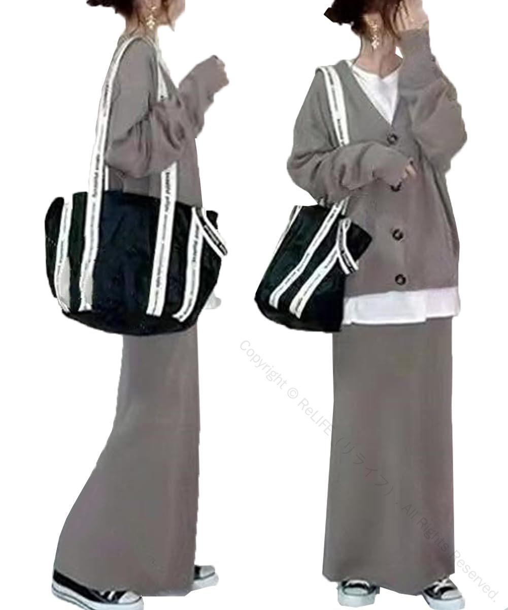 レディース ニット カーディガン ロングスカート セットアップ セーター スカート 2点セット コート タイトスカート 上下セット ジャケット トップス スカー...