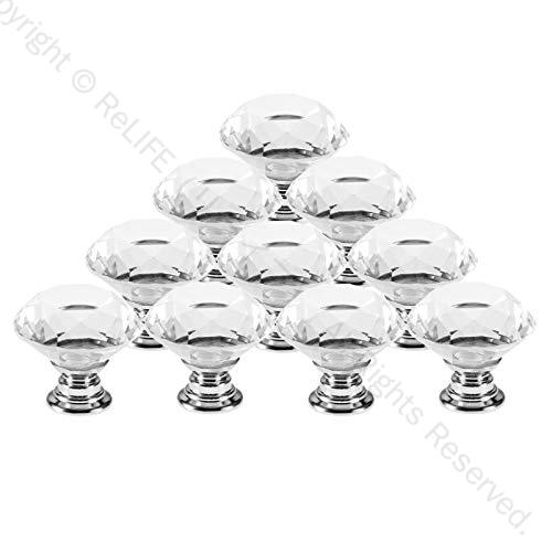 取っ手 引き出し つまみ キャビネット 戸棚 タンス 食器棚用 透明 クリスタルガラス ノブ ハンドル 30m..