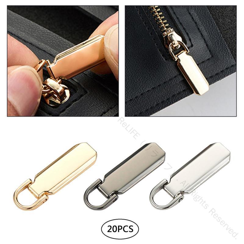 20個セット 5#亜鉛合金取り外し可能ジップフィクサージッパータグ バッグやスーツケース修理用プルタブ 耐久性抜群で簡単交換可能な修理パーツ