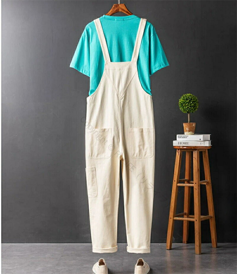 つなぎ メンズ 作業着 サロペット オーバーオール サスペンダー付き ズボン ロングパンツ カーゴパンツ カジュアル ベージュ ワークカーゴパンツ 大きいサイズあり 体重95kgまで対応 春夏秋 父の日ギフトに最適な作業服