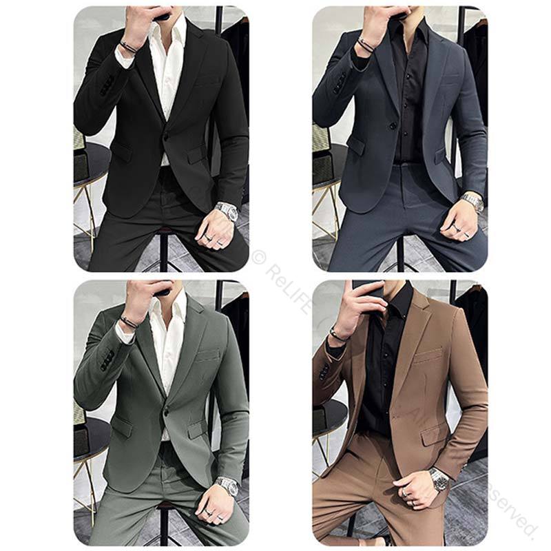 全4色 メンズスーツ 無地 オフィススーツ セットアップ メンズ セレモニースーツ タキシード スリム パンツスーツ 上下セット 結婚式 紳士服 ビジネススーツ 二次会 成人式 カジュアルスーツ 通勤 就職活動 面接 2点セット 黒 緑 ブラウン スーツセット M~4XL対応