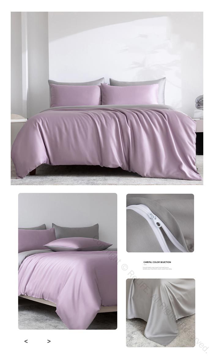 ベッド用布団カバー4点セット ダブル ワイドダブル キング 涼感夏用寝具 シルクのような艶感 高級ホテル仕様 掛け布団カバー ボックスシーツ フラットシーツ 枕カバー 光沢サテンレーヨンサラサラ快適 オシャレ洗えるオールシーズン寝具カバーセット