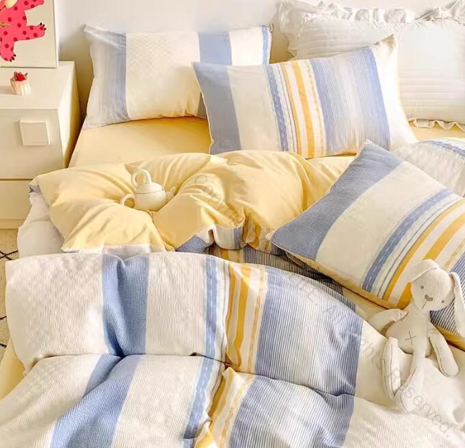 布団カバーセット ストライプ 北欧風優しい肌触り 掛ふとんカバー3点セット4点セット シングル ダブル ..
