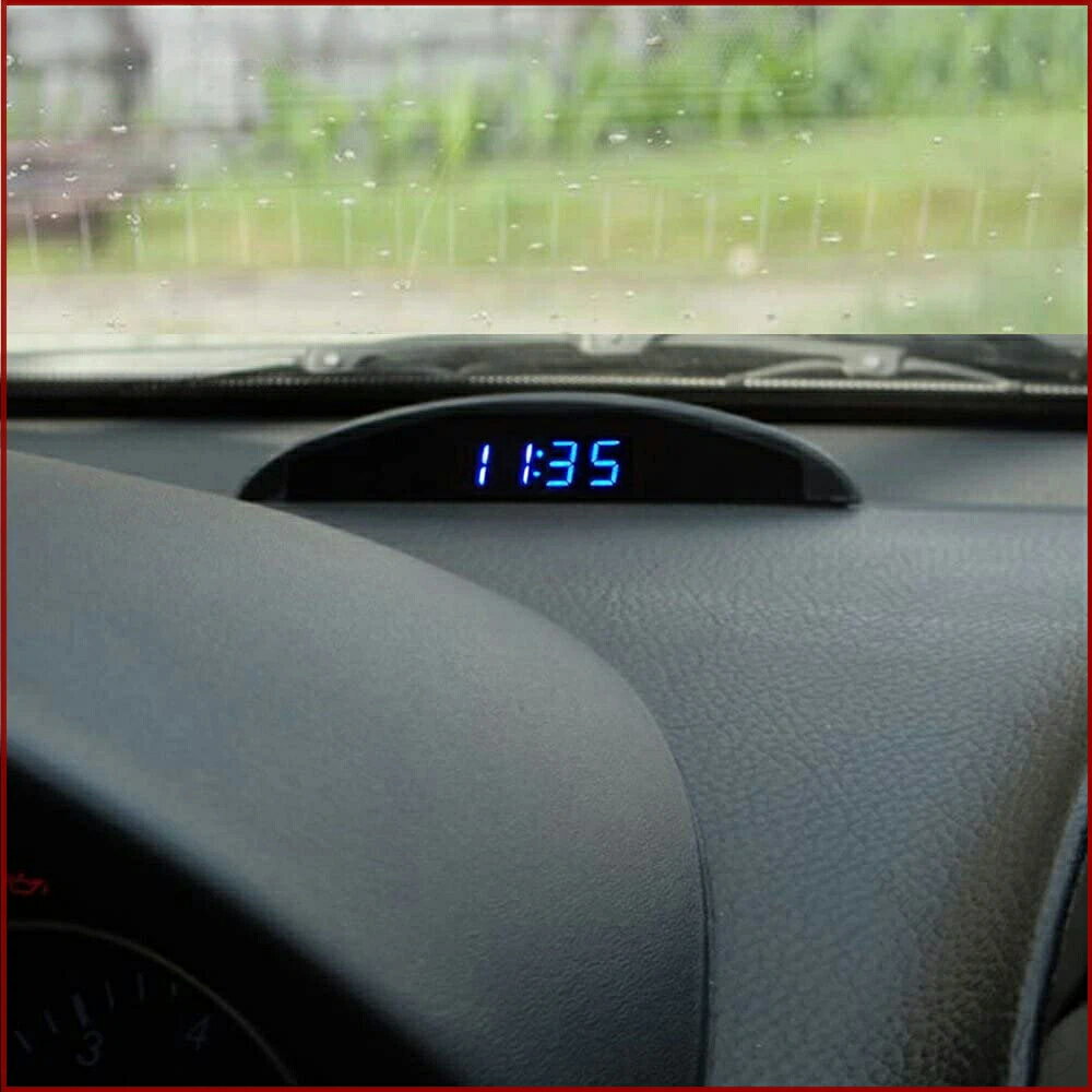 車載時計 時刻 日付 温度 電圧表示 お洒落でコンパクトなデジタル多機能車内装飾 自動車用電子電圧計 ..