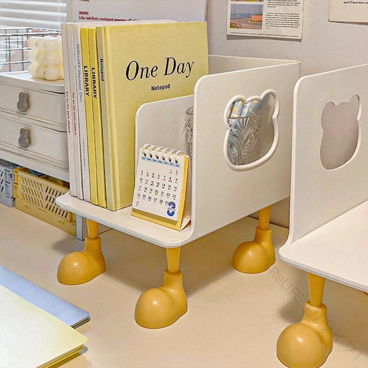 ブックスタンド 本立て かわいい 4つの足付き ins 子供 A4 卓上収納 おしゃれ ブックエンド 薄型 CD DV..