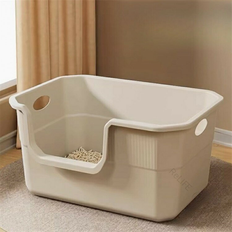 猫用トイレ 大型 オープンタイプ 大きい猫 多猫 トイレ本体 簡単掃除 清潔 飛散防止 一体成形 幅42×奥2..