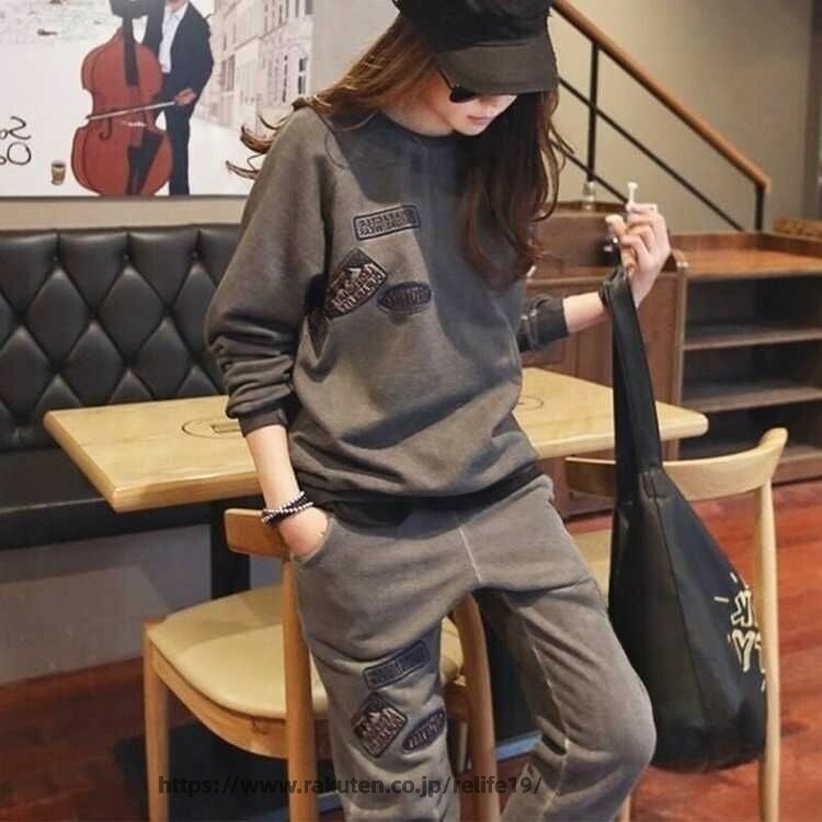 セットアップ レディース 春 秋 冬 レジャー ジャージ トレーナー 上下セット ラウ...