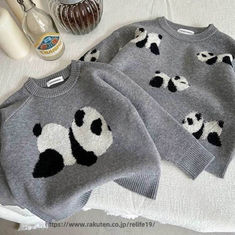 子供服 ニット 秋冬 セーター キッズ 男の子 女の子 ニットセーター パンダ柄 トッ...