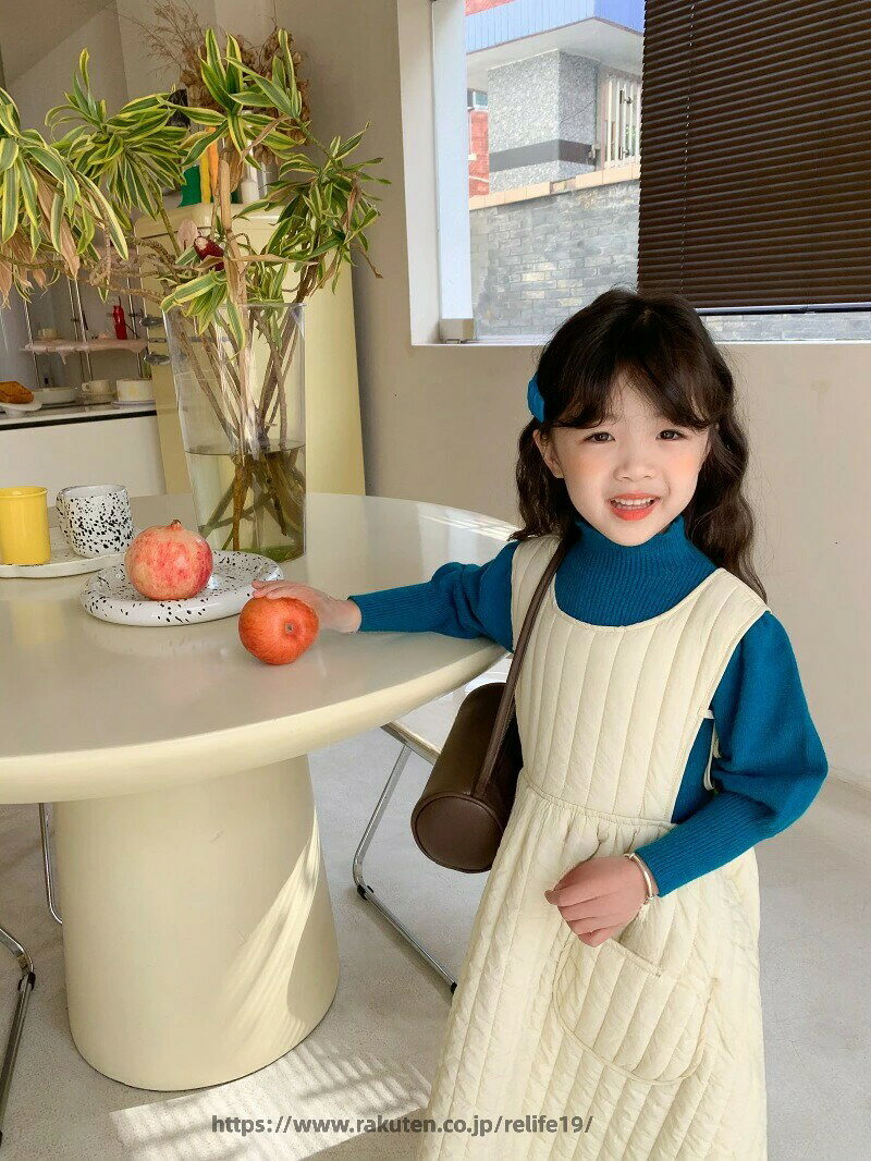 中綿ジャンパースカート 子供服 90〜140cm キッズ ジュニア 女の子 防寒 秋冬用 キ...