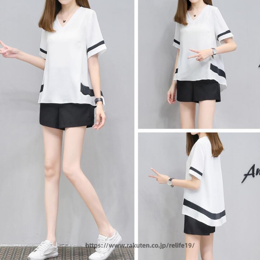 レディース　上下セット　ルームウェア　セットアップ　Tシャツ　ショートパンツ　...