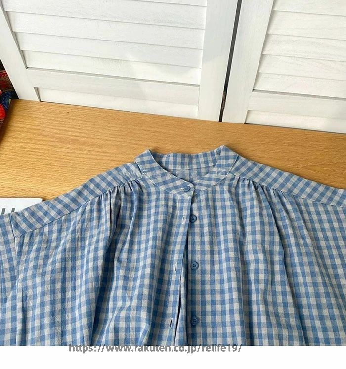 チュニック ブラウス レディース 半袖 夏 シャツ ギンガムチェック 前開き ボタン トップス 体型カバー ゆったり シャツブラウス 大きいサイズ 体型カバー 柔らか シンプル カジュアル 森ガール 大人可愛い チェック柄 チュニックブラウス 春 夏 秋 - 3