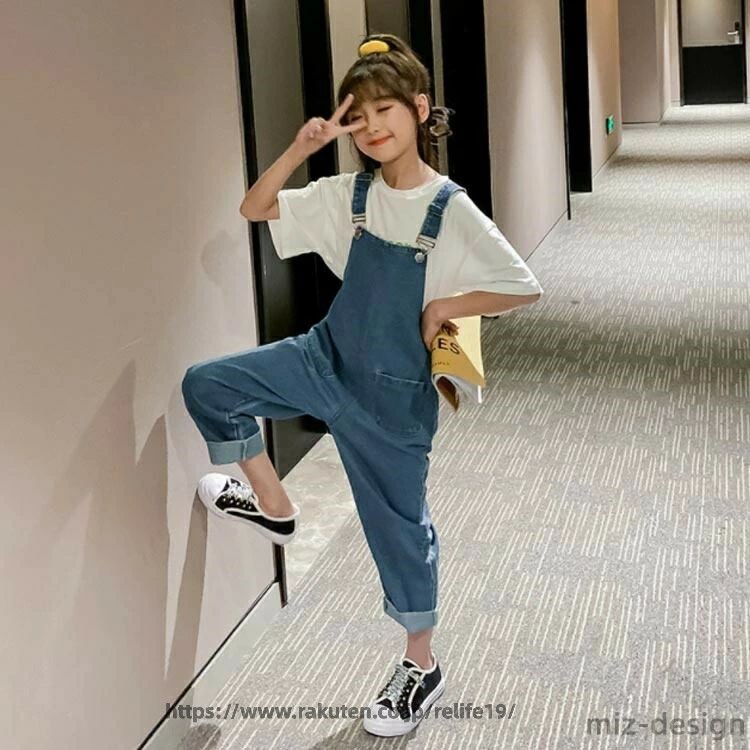 子供服 春 通学 長ズボン 可愛い おしゃれ ガールズ サロペット ノースリーブ 女の...