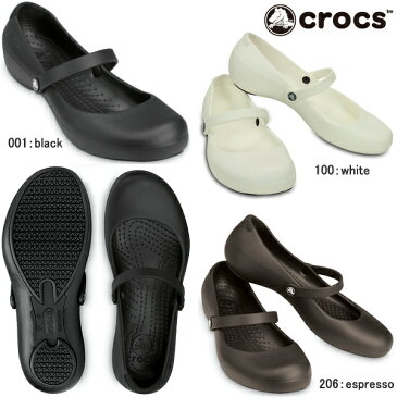 クロックス レディース ストラップ パンプス アリス ワーク crocs alice work 11050 軽量 痛くない ぺたんこ 黒 白