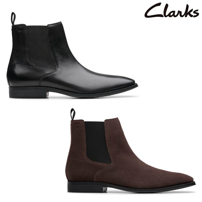 クラークス Clarks 26183387 26183388 PAULTON EASY メンズ レザーブーツ スエードブーツ カジュアル シューズ ブラック ダークブラウン レザー スエード クリスマス プレゼント ギフト 贈り物