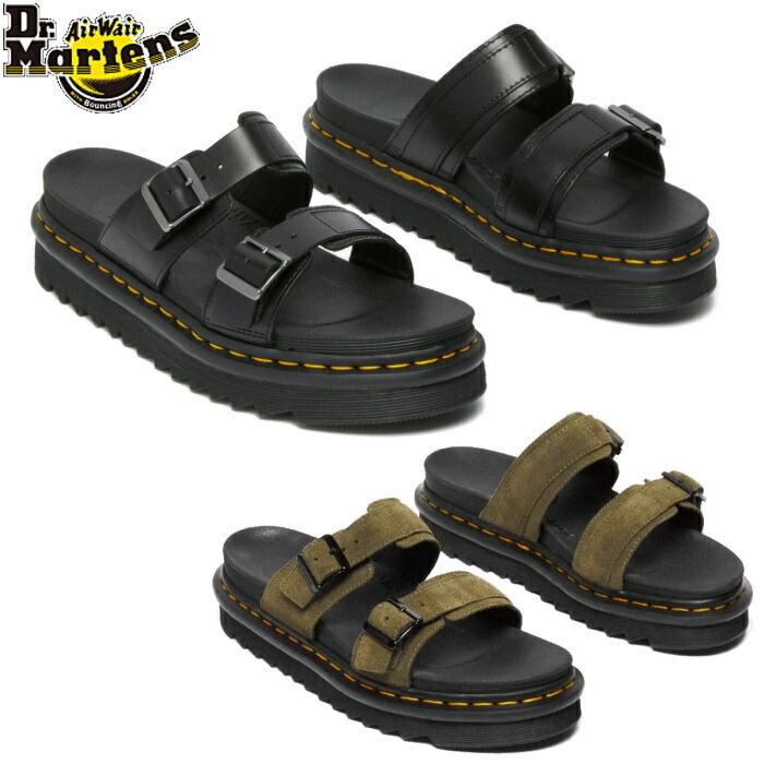 Rakuten - ドクターマーチン Dr.Martens メンズ レディース サンダル マイルス スライド サンダル 厚底 アウトドア ブラック 黒 BLACK オリーブ カーキ MYLES SLIDE SANDAL 41115300 23523001 バックル ベルト コンフォート 靴