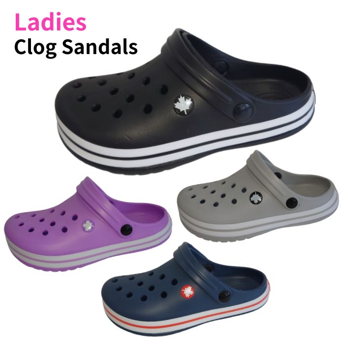 Rakuten - DS8412 レディース サンダル クロッグ サボ ミュール 2WAY 耐水 すぐ乾く 軽量 ネイビー ブラック グレー パープル 海 川 プール レジャー ベランダ