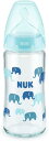 【外装訳あり】NUK ヌーク プレミアムチョイス ほ乳びん ゾウ ブルー 240ml 0ヶ月から 適温目盛付き ガラス製 FDNK10745143B