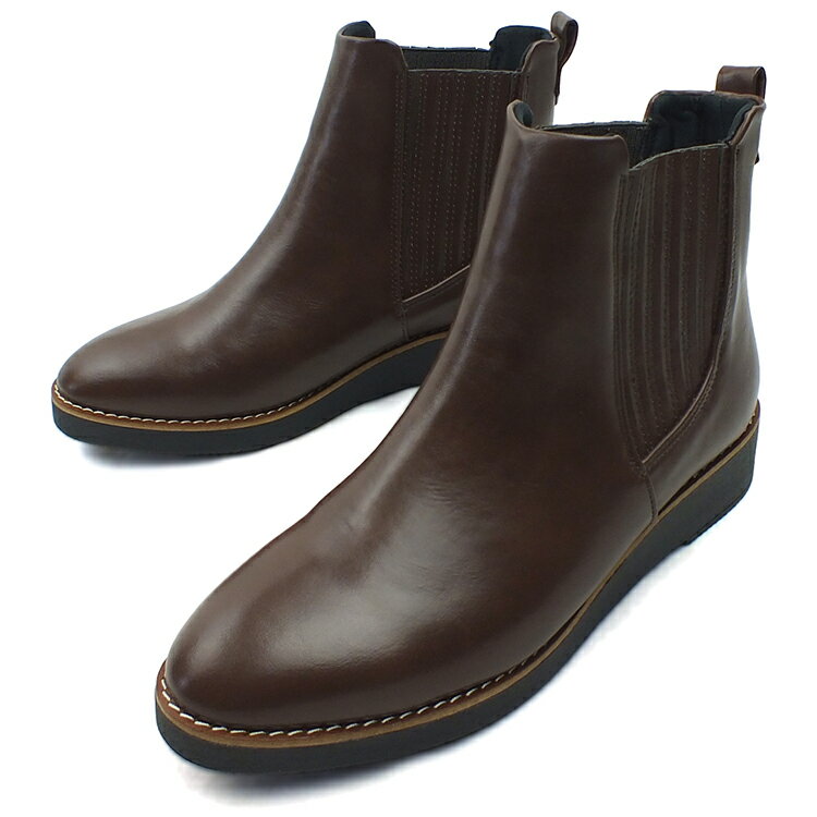 樂天商城 - maschietta マスチェッタ サイドゴアブーツ ダークブラウン 厚底 防水 3E 幅広設計 軽量 防滑 快適 ショートブーツ カジュアルブーツ チェルシーブーツ プラットフォーム レディース