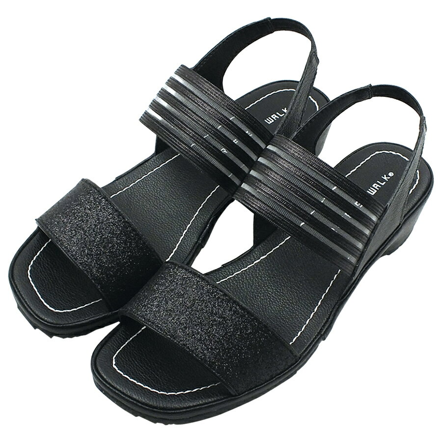 樂天商城 - 送料無料 REFRESH WALK リフレッシュウォーク レディース サンダル ブラック バックストラップ ウェッジソール 軽量 痛くない