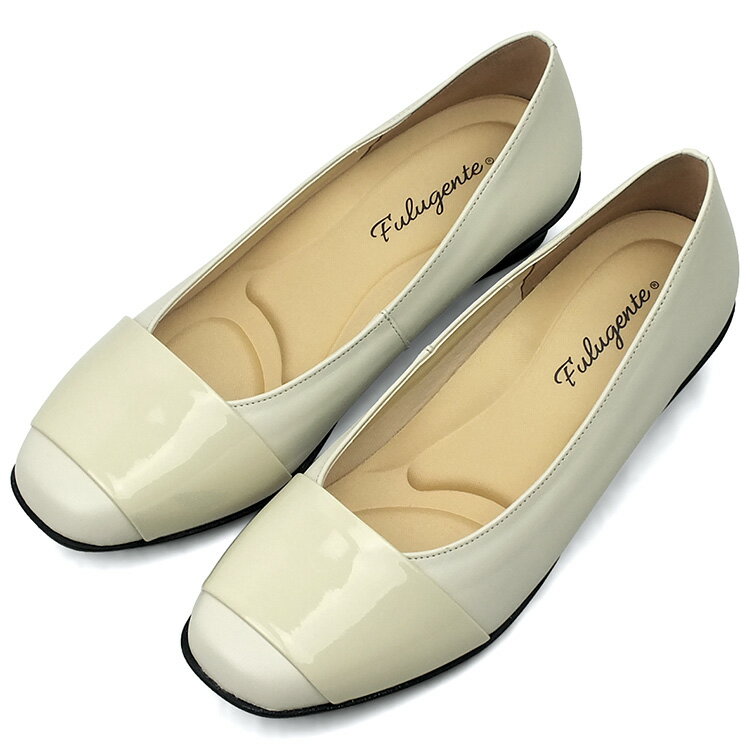 パンプス アイボリー 本革 日本製 スクエアトゥ エナメル 幅広設計 4E レディース 歩きやすい 大人 靴 ヒール 仕事 立ち仕事 痛くない やわらかい 屈曲性 婦人靴