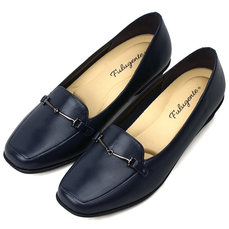 ビットローファーパンプス ネイビー 本革 革靴 革製品 日本製 国産 スクエアトゥ ローファー パンプス 幅広設計 4E レディース 歩きやすい 大人 靴 ヒール 仕事 立ち仕事 痛くない やわらかい 屈曲性 婦人靴