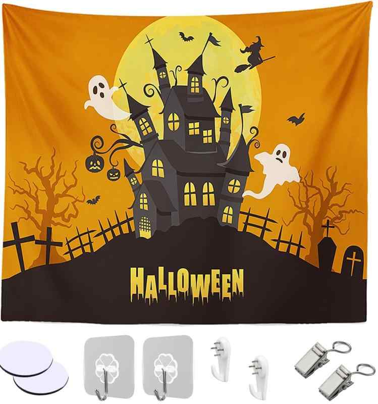 ハロウィン タペストリー 150 * 130cm ハロウィンバナー タペストリー 壁掛け 多機能 ハロウィン 撮影背景布 装 飾布 雰囲気改善 部屋 壁飾り 屋内/外 亡灵节装飾 ハロウィーン装飾