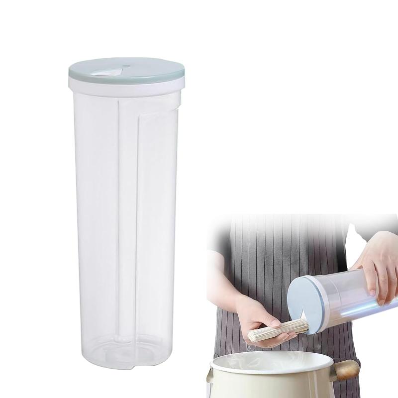 yowodana パスタ保存容器 パスタケース 食品保存ジャー ス 食品保管容器 透明 密閉 回転式蓋付き 取り出しやすい 防塵防湿 ホコリ防止 虫よけ 穀物収納 麺類収納 ドカバー付き