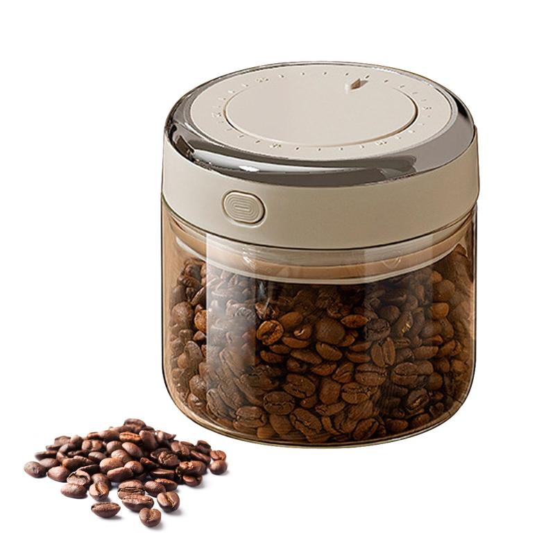 TVETE コーヒーキャニスター 密閉 コーヒー豆入れ コーヒー 粉 保存容器 【500ml 約170g収納可能】透明 お茶 スナック 穀物 珈琲豆 乾..