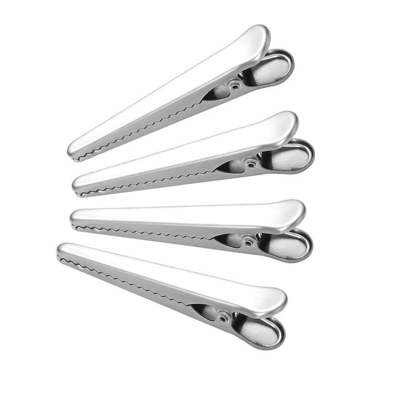 Akkerds 封口クリップ ステンレス キッチンクリップ キッチン小物 食品保存用 強力保存 密閉容器 防湿 酸化防止 梅雨に適した ぼうじん（4 個入り）