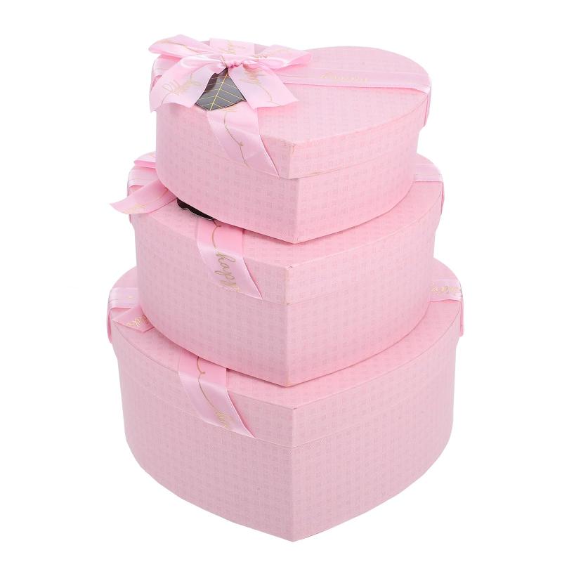 TEHAUX ハート型 ボックス 3個 プレゼントボックス ラッピング箱 リボン付き 誕生日 ホワイトデー バレンタイン 母の日 父の日 プレゼント