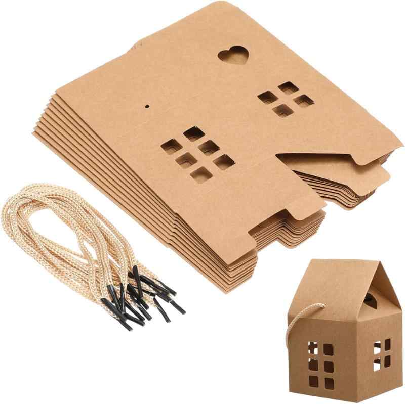 SKTMH ギフトボックス 25個セット ハウス型 キャンディーボックス 可愛い DIY可能 窓付き 厚紙 持ち運びが簡単 ギフトケース お菓子 スイーツ アクセサリー 小物入れ ラッピング箱 母の日 クリ