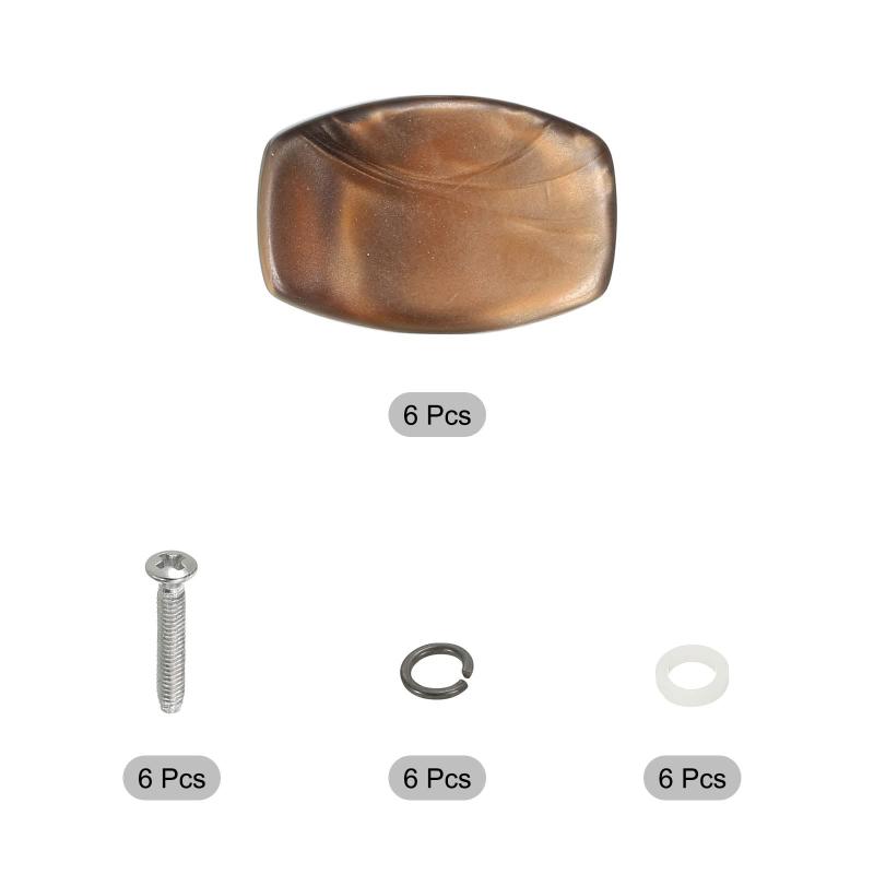 PATIKIL ギターチューニングペグボタン マシンヘッド オーバルアクリルボタン ブラウン エレキ/フォーク/アコースティックギター用 ネジ6個付き フェルール12個 3