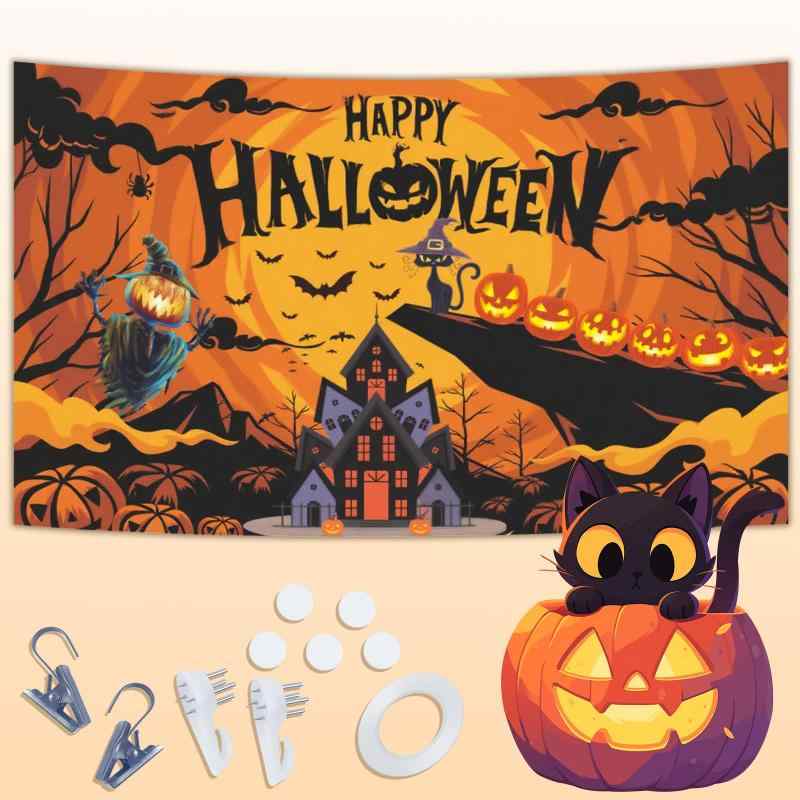 ハロウィン 特大 タペストリー 壁掛け ハロウィン用ハロウィン 特大 タペストリー 130cm×150cm 壁掛け