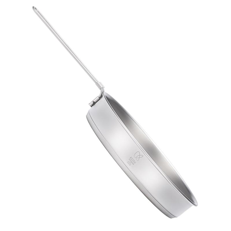 KEITH チタン フライパン 1000ml 20CM 超軽量頑丈 クッカー アウトドア キャンプ 鍋 健康無塗装 熱伝導均一 折りたたみハンドル 洗いやすい リベットレス設計 直火・食洗機対応(Ti6034)