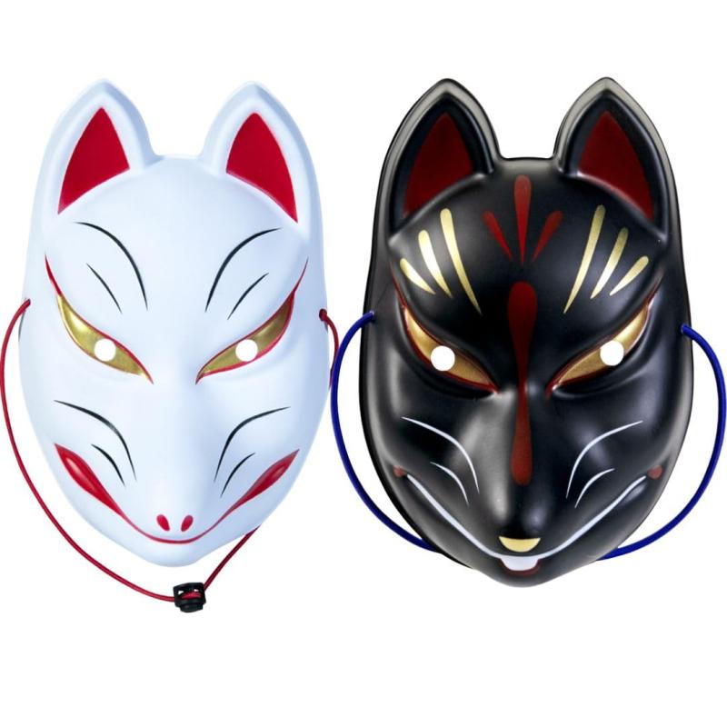 [VIEAURA] 狐面 狐のお面 【白黒セット】 仮面 仮装 夏祭 お祭り ハロウィン コスプレ きつね