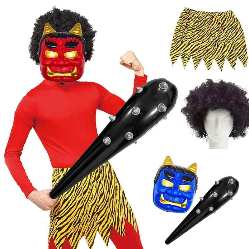 [WEJUB] 鬼 コスプレ 節分2点セット4点セット鬼衣装 赤鬼 青鬼 節分コスプレ 鬼お面 お面 [並行輸入品]