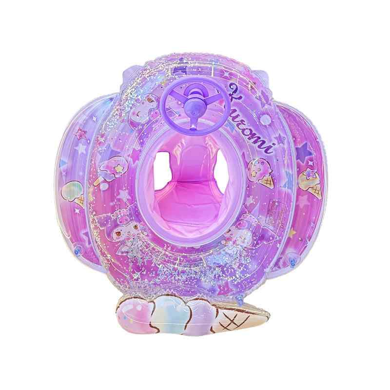 Deniko浮き輪 子供用 ベビー浮き輪 ハンドル付き 足入れ うきわ サンリオ ベビーフロート 強い浮力 水泳リング 可愛い 水遊び プール 海水浴 お風呂 キッズ 男の子 女の子