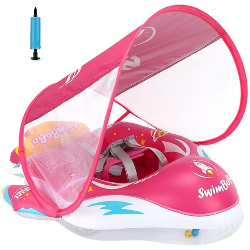 赤ちゃん 浮き輪 子供用 ベビー うきわ 足入れ浮き輪 ベビーフロート 屋根付き 取り外し可能なサンシェード UVカット SPF50+ 日焼け止め ロケット船 海水浴 ビーチ 水遊び 外遊び 旅行 夏休み