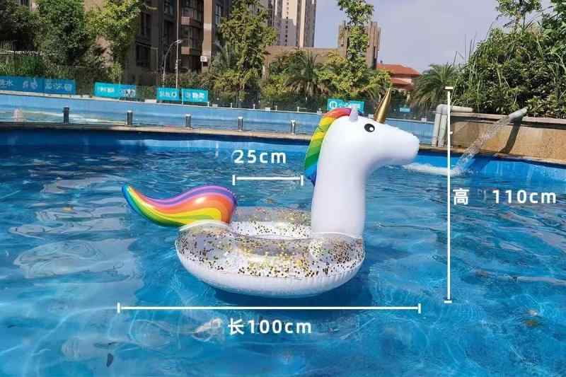浮き輪 うきわ 大人用 子供用 ユニコーン PVC製、キラキララメ入り プールパーティー フローティングウォーターラウンジ 大人用 子供用 スイミングリング 100cm/170cm
