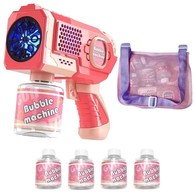電動 シャボン玉バズーカ 自動連射式 大容量＆液漏れ防止設計 LEDライト付き 子供向けおもちゃ (6歳以上/男の子女の子兼用) 屋内屋外遊び ピクニック キャンプ 公園 イベント 結婚式 誕生日