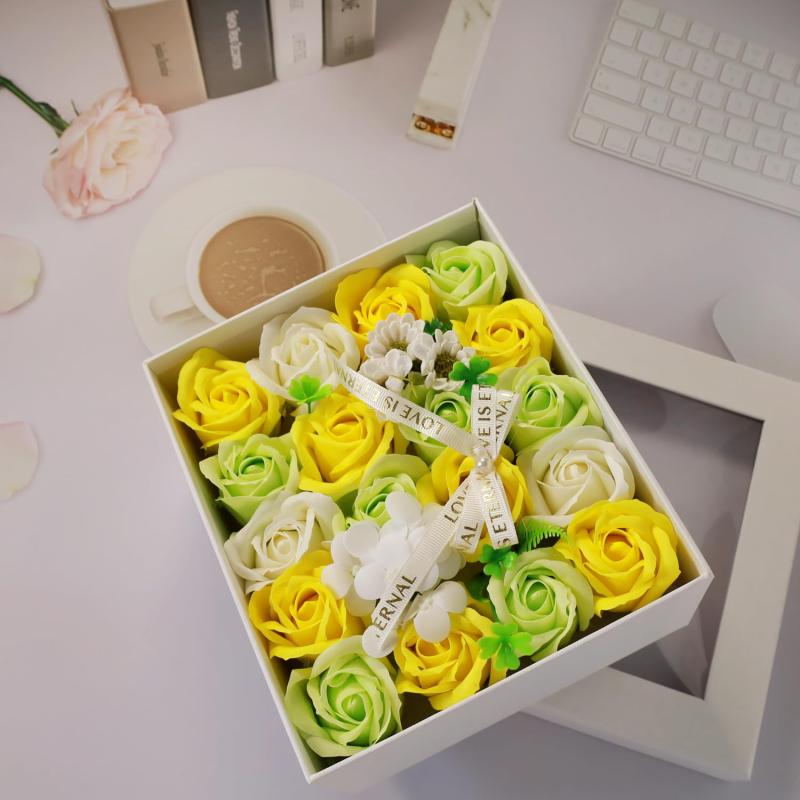 ソープフラワー ギフト 花束 造花 ソープフラワー ボックス プレゼントボックス 人気 花 誕プレ喜寿 誕生日 母の日 父の日 ありがとうの花 バレンタインデー 昇進 転居など最適としてのプ