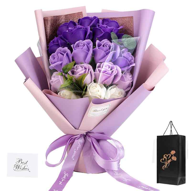 ソープフラワー 花束 枯れない花 フラワーギフト 造花 石鹸花 バラ 18本 母の日 人気 誕生日プレゼント 手提げ付き 人気 誕生日 結婚記念日 開店祝い 敬老の日 ボックス 送別会 父の日 卒業